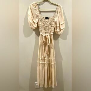 Elegant Cream Dress with Crochet Detail